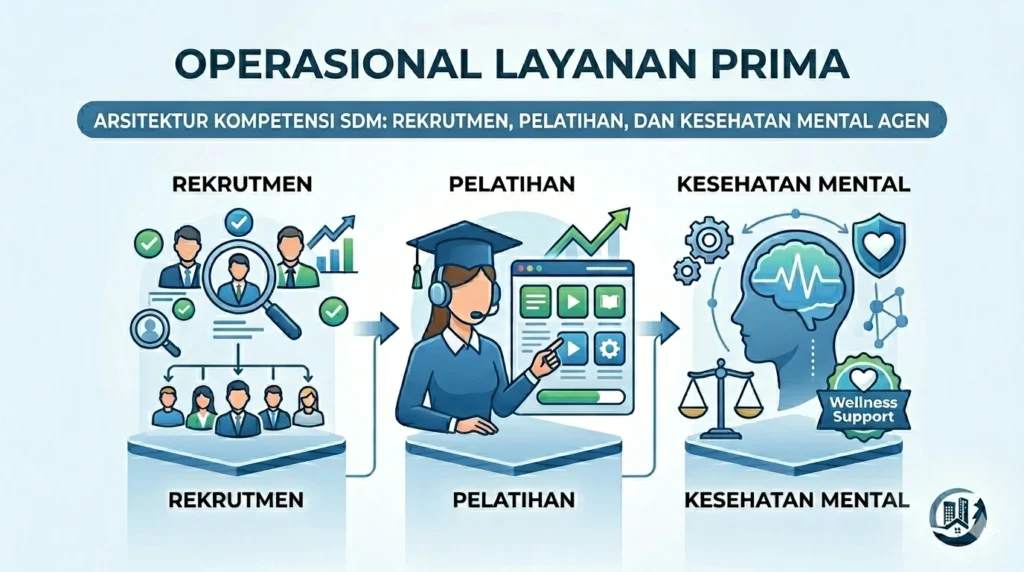 Operasional Layanan Prima = Arsitektur Kompetensi SDM Rekrutmen, Pelatihan, dan Kesehatan Mental Agen